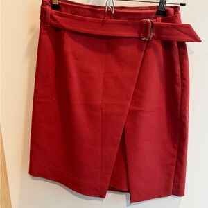 White House Black Market Burnt Orange Wrap Mini Skirt with Belt